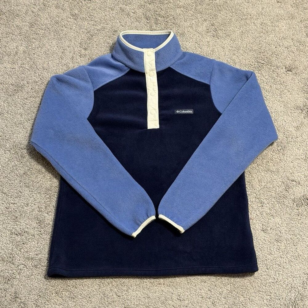 Columbia Titanium Women's M Navy/Blue Colorblock Fleece 1/4 Snap Mock Neck